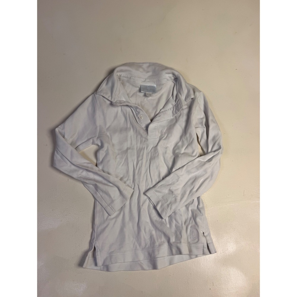 Little English Polo Shirt Kids Size 5 White Excellent Long Sleeve Preppy Cotton